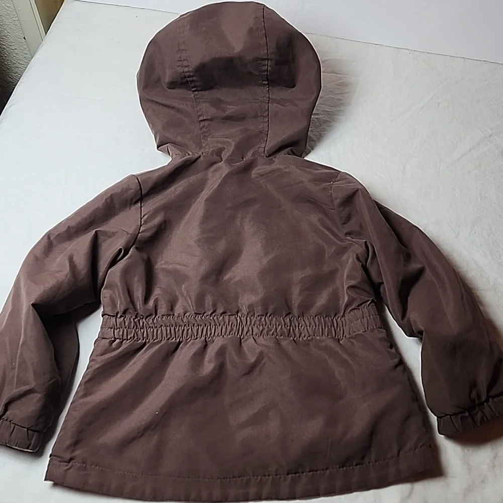 OshKosh B'gosh Brown Kids Jacket with Pink Polka Dot Lining Size 4T Reversible